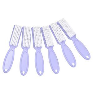 6 Pcs Fingernail Cleaner Nail Brush with Plastic Handle Light Purple